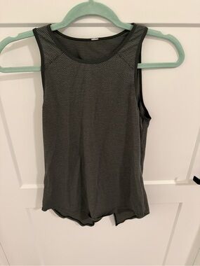 Lululemon Open Back Tank Top Gray Black Mesh Racerback Yoga Workout Top Size 6